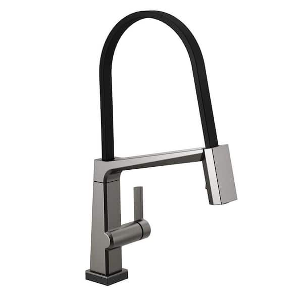 Delta Pivotal Single-Handle Pull-Down Sprayer Kitchen Faucet with Touch2O Technology and MagnaTite Docking in Black Stainless