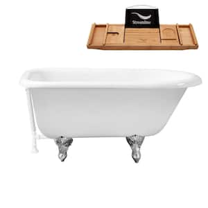 48 in. Cast Iron Clawfoot Non-Whirlpool Bathtub in Glossy White with Glossy White Drain and Polished Chrome Clawfeet