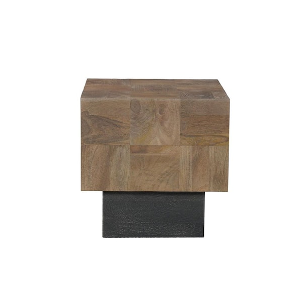 22" Black And Brown Solid Wood Square End Table