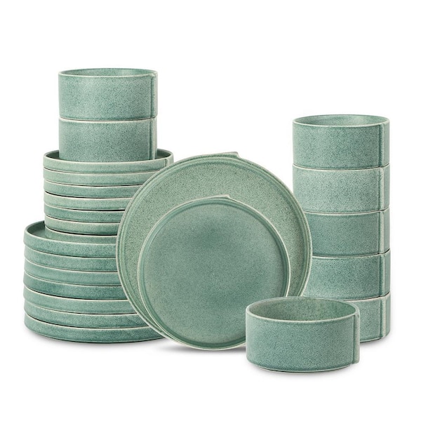 Bao 24-Piece Green Stoneware Dinnerware Set (Service for 8)