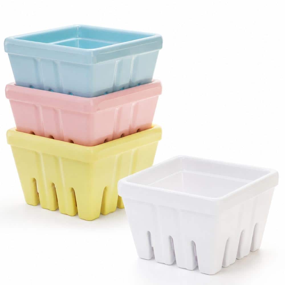4-Piece Melamine Berry Basket Set with Slotted Sides 4 in. Square Small Fruit Colander Bowls in Assorted Colors price history on PriceWatchPro