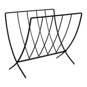 Seville Magazine Rack Standing Wire Storage for Desk, Office, Side Table, Files, Workspace, Books & Paper (Black)