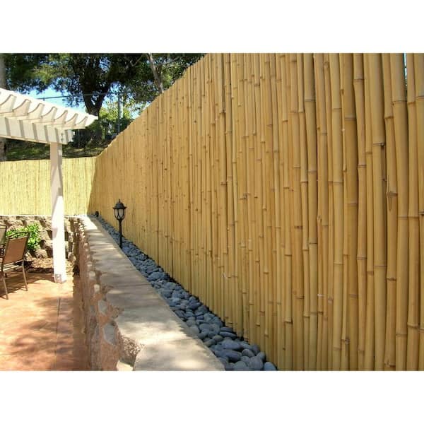 3/4 in D 48 in H x 96 in W Natural Rolled Bamboo Fence Natural Bamboo Fencing Decorative Rolled Wood Fence Panel