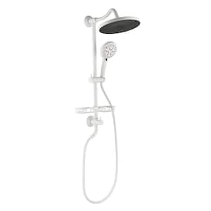 4-Spray Patterns with 1.8 GPM 10 in.Wall Mount Rain Fixed Shower Head with Adjustable Slide Bar in White