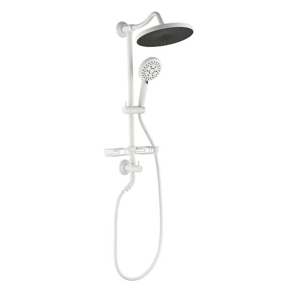 Unbranded 4-Spray Patterns with 1.8 GPM 10 in.Wall Mount Rain Fixed Shower Head with Adjustable Slide Bar in White