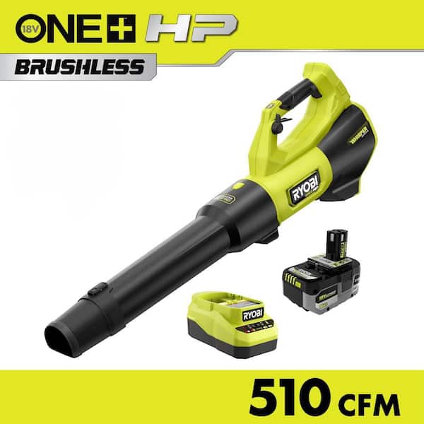 ONE+ HP 18V Brushless Whisper Series 130 MPH 510 CFM Battery Leaf Blower with 6.0 Ah Battery and Charger