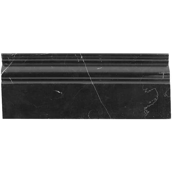 Ivy Hill Tile Blackout Nero Marquina 4.75 in. x 12 in. Polished Marble Base Molding Tile Trim