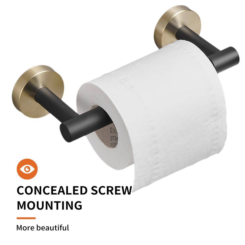 Gold and Black Stainless Steel Pivoting Toilet Paper Holder