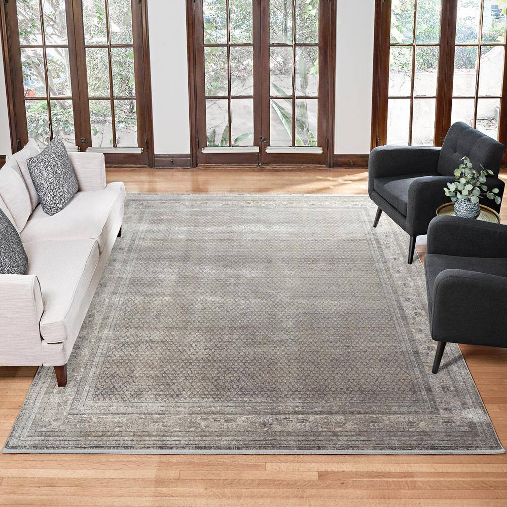 Modica Gray Rectangular Synthetic Area Rug 5x7