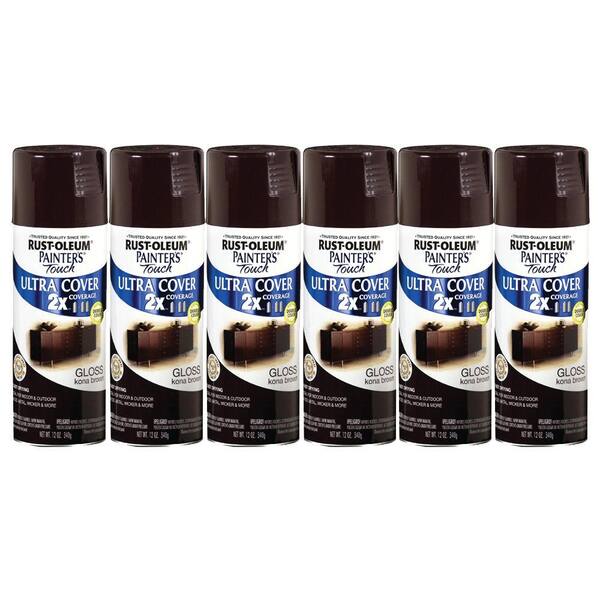 Painter's Touch 12 oz. Gloss Kona Brown Spray Paint (6-Pack)-DISCONTINUED