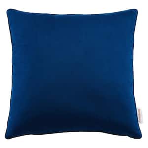 Enhance Navy Solid French Piping Trim 18 in. x 18 in. Performance Velvet Throw Pillow