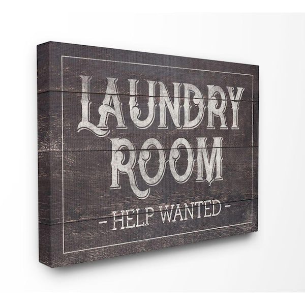 Stupell Industries 36 in. x 48 in. "Laundry Room Bathroom Wood Textured Word" by Gigi Louise Canvas Wall Art