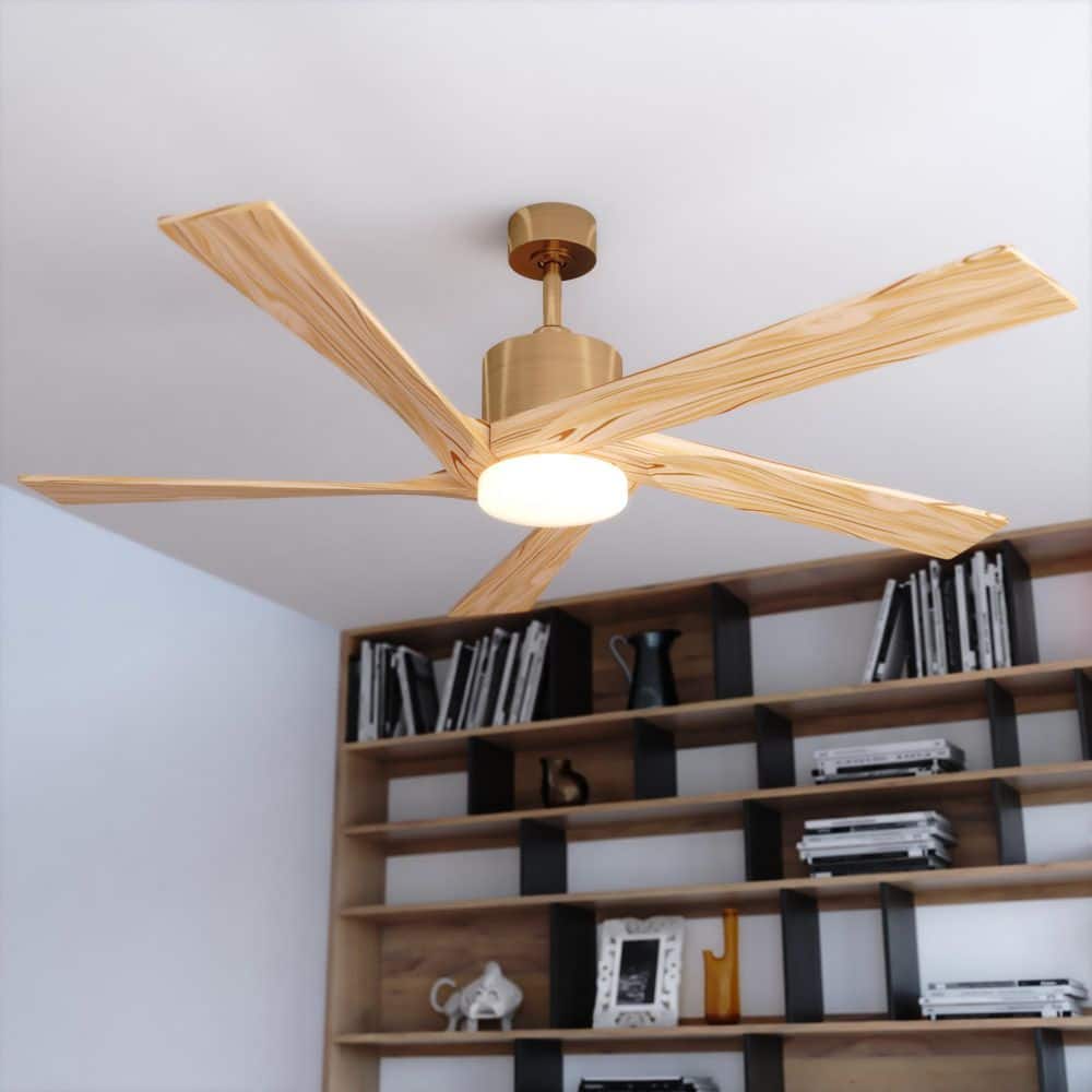 Wedgewood 60 in. Satin Brass Light Oak Blades, Ceiling Fan with Integrated LED Light Kit Included Remote Control price history on PriceWatchPro