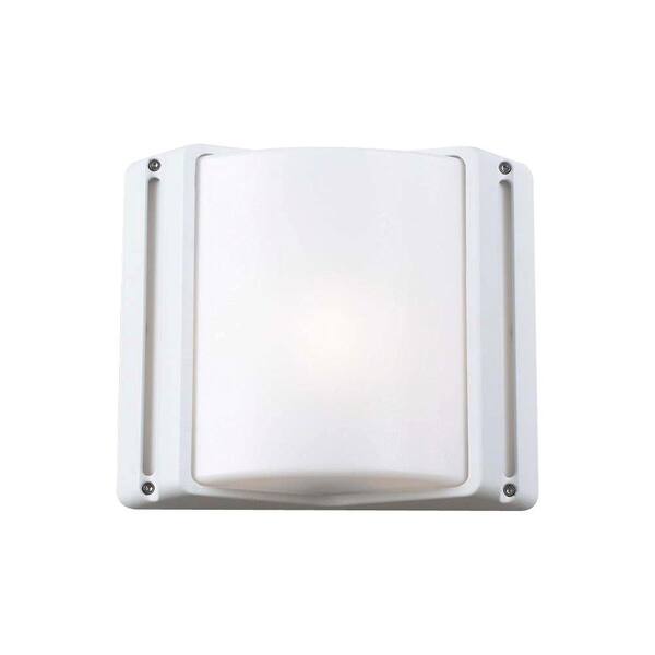 PLC Lighting 1 Light Outdoor Wall Sconce White Finish Matte Opal Glass