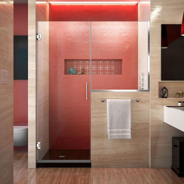 DreamLine Unidoor Plus 60 to 60.5 in. x 72 in. Frameless Hinged Shower Door in Chrome