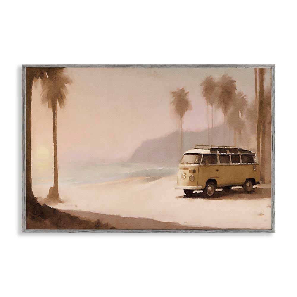Tranquil Beach Day by Noah Bay Gray Framed Coastal Giclee Art Print 20 in. x 30 in.