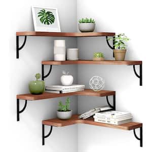 16 in. W x 11.4 in. D Red Decorative Wall Shelf Corner Floating Shelves Wall Mounted Set of 4
