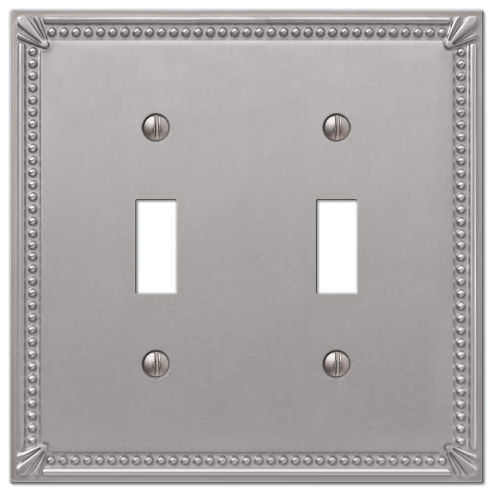 Amerelle Brushed Nickel 2-Gang Metal Toggle Wall Plate