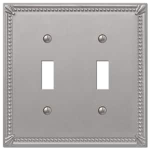 Imperial Bead 2 Gang Toggle Metal Wall Plate - Brushed Nickel