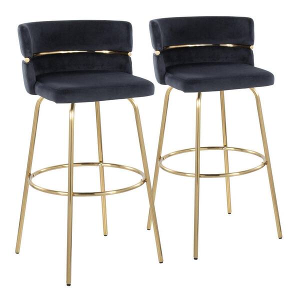 Lumisource Cinch Claire 29.5 in. Black Velvet and Gold Metal Lumisource Cinch Claire 29.5 in. Black Velvet and Gold Metal