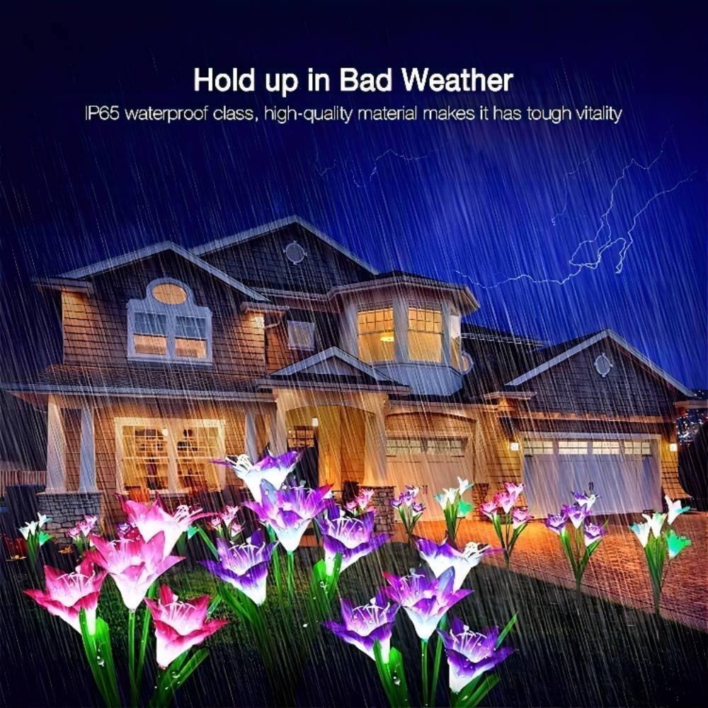 Multicolor Solar Lily Flower Garden Lights, 4-Pack