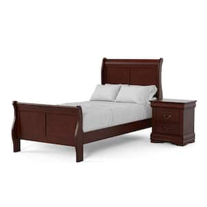 2-Piece Burkhart Cherry Wood Twin Bedroom Set with Nightstand