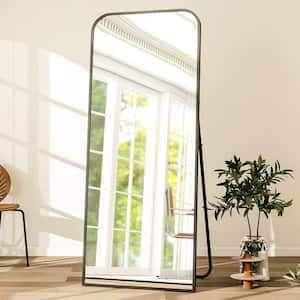 26 in. W x 71 in. H Rectangular Black Aluminum Alloy Framed Full Length Mirror Standing Floor Mirror