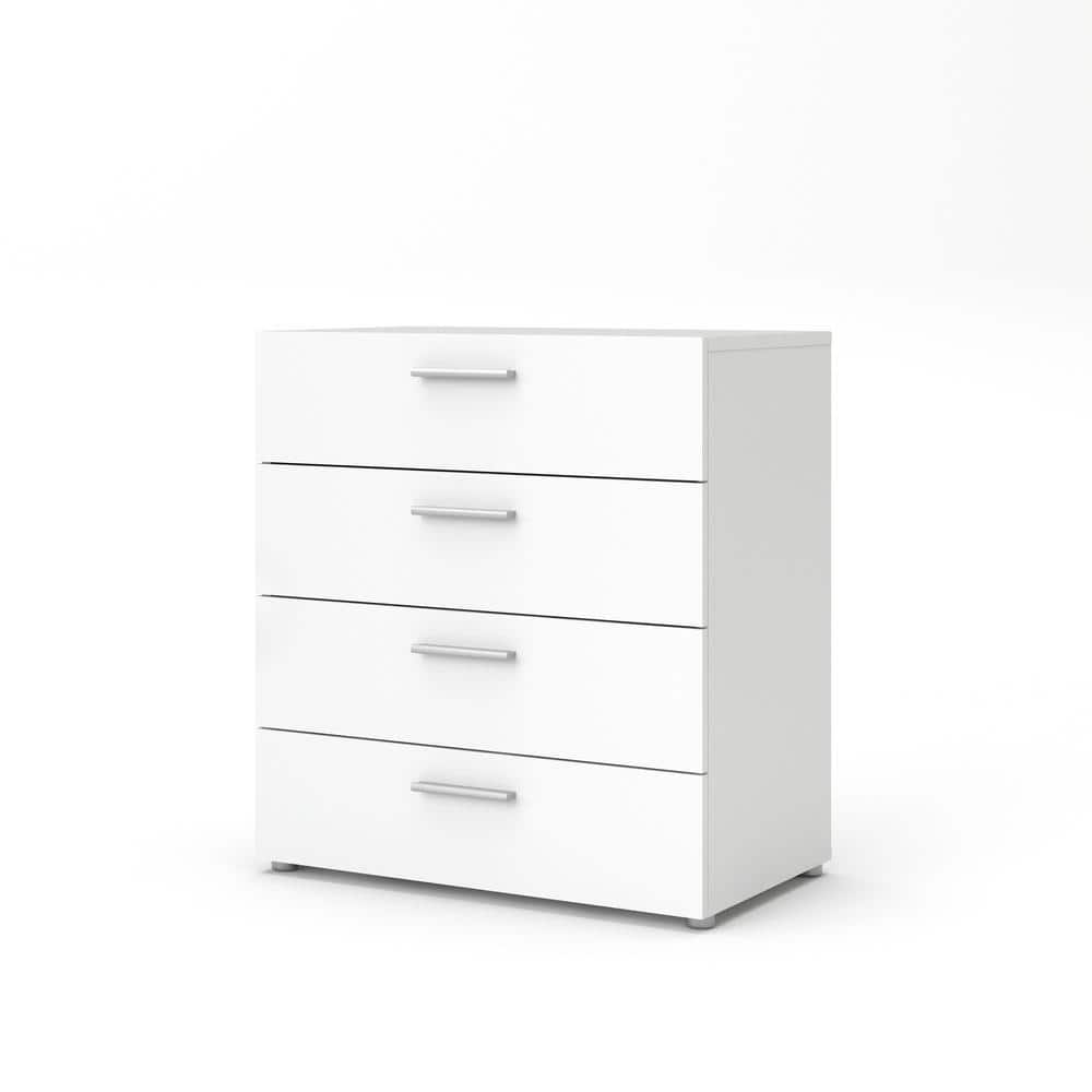 Austin 4-Drawer Sleek White Dresser with Metal Hardware