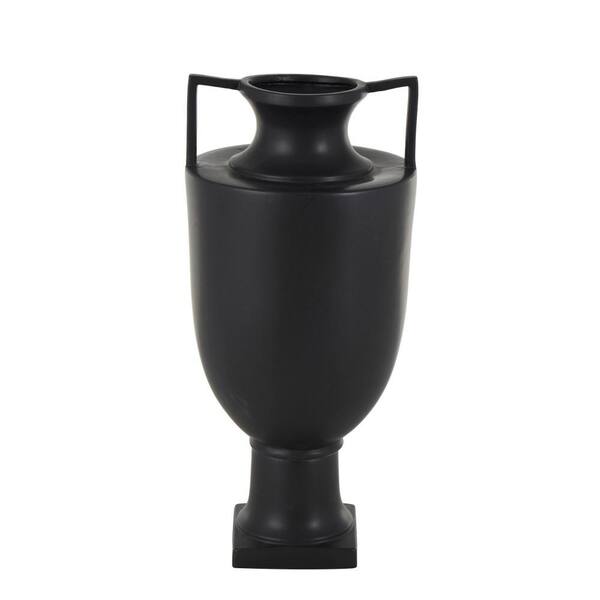 Litton Lane Black Fluted Urn Shaped Ceramic Decorative Vase with
