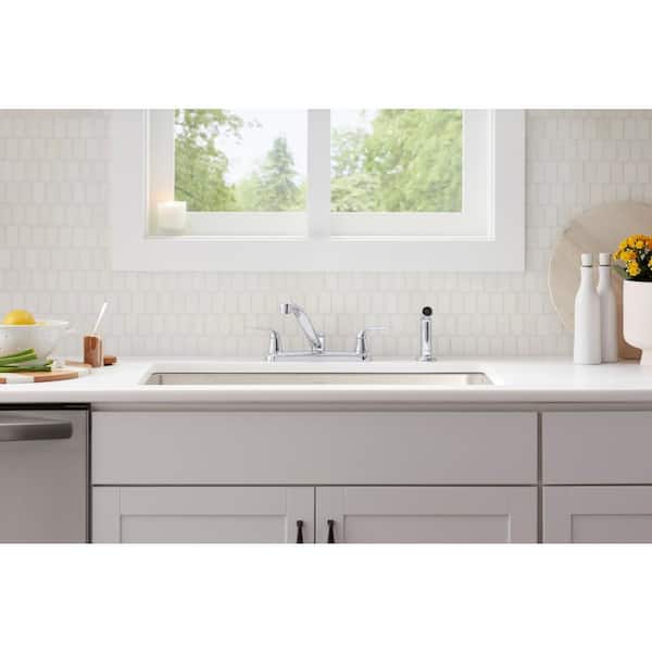 KOHLER Jolt Double Handle Standard Kitchen Faucet with Pull Out