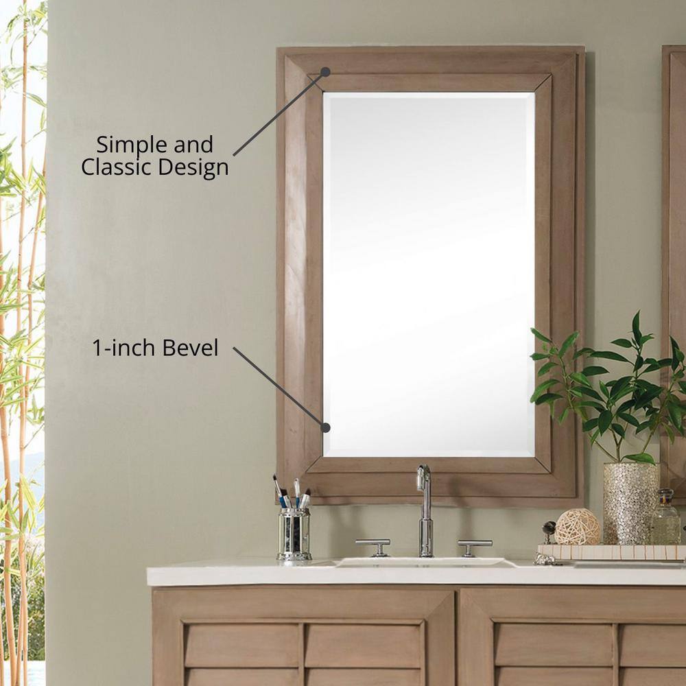 Portland 28" Whitewashed Walnut Rectangular Wood Mirror