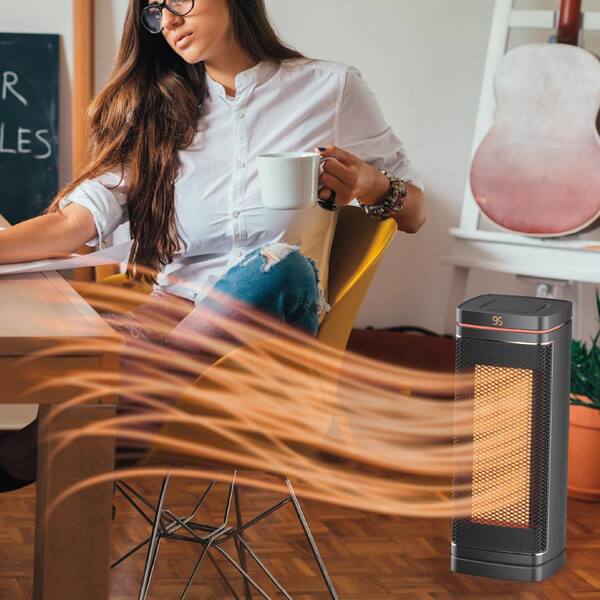 HANDY HEATER Copper Core Tower 1500-Watt, 15 in. Electric Oscillating  Ceramic Space Heater Thermostat Controlled HEATCCT-MC2 - The Home Depot
