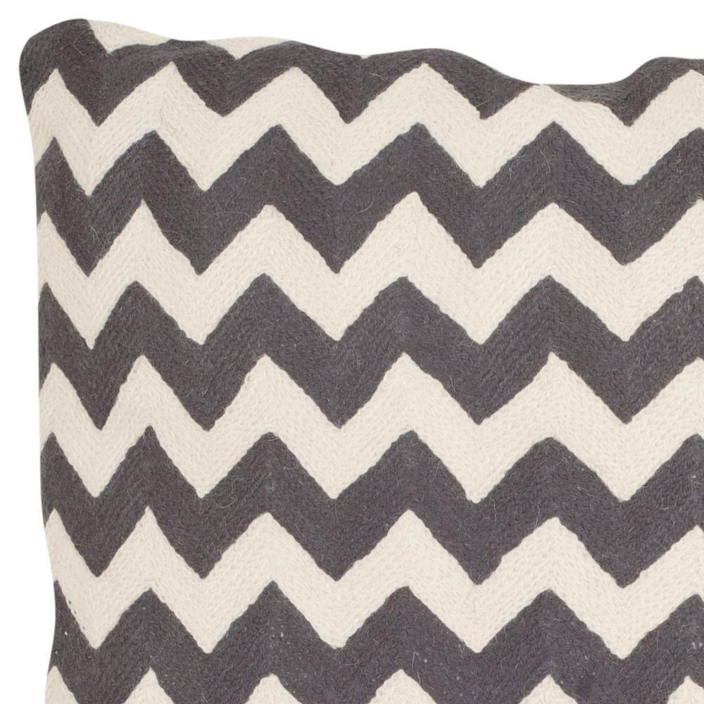 Gray Embroidered Cotton Canvas Square Pillow Set