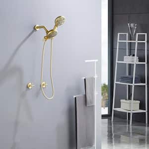 Double Handle 7-Spray Shower Faucet 1.8 GPM with Pressure Balance Anti Scald in. Brushed Gold