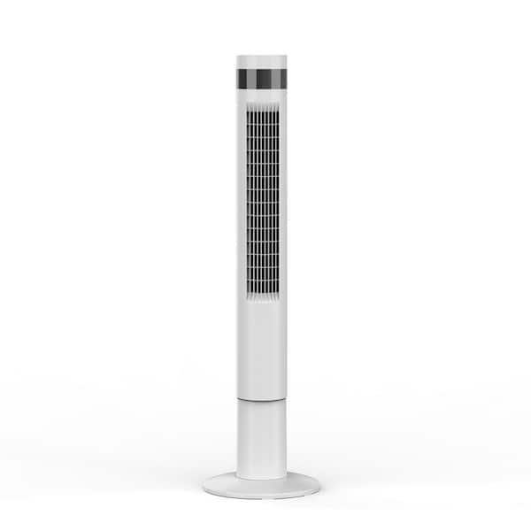 43.31 in. 3-Speeds 90° Oscillating Tower Fan with LED Display and Remote Control in White