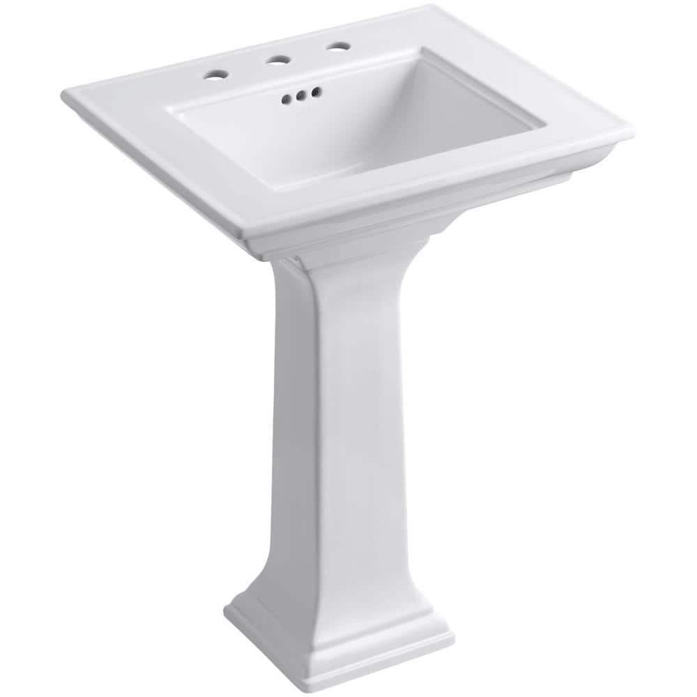 Kohler Memoirs Stately Ceramic Pedestal Bathroom Sink Combo In White With Overflow Drain K 2344 8 0 The Home Depot