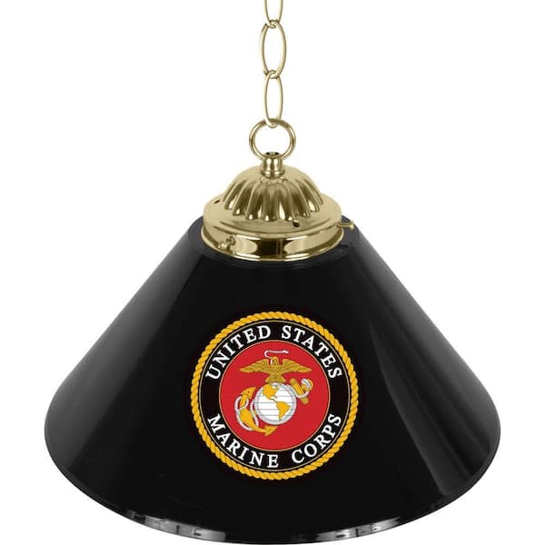 Trademark Global United States Marine Corps 14 in. Single Shade Black Hanging Lamp