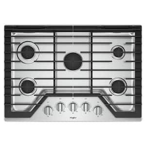 30 in. Gas Cooktop in Stainless Steel with 5 Burners and EZ-2-LIFT Hinged Cast-Iron Grates