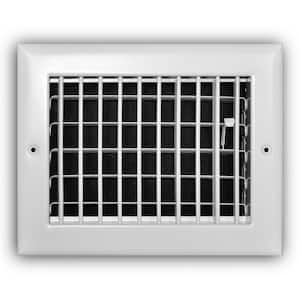 8 in. x 6 in. 1-Way Steel Adjustable Wall/Ceiling Register in White