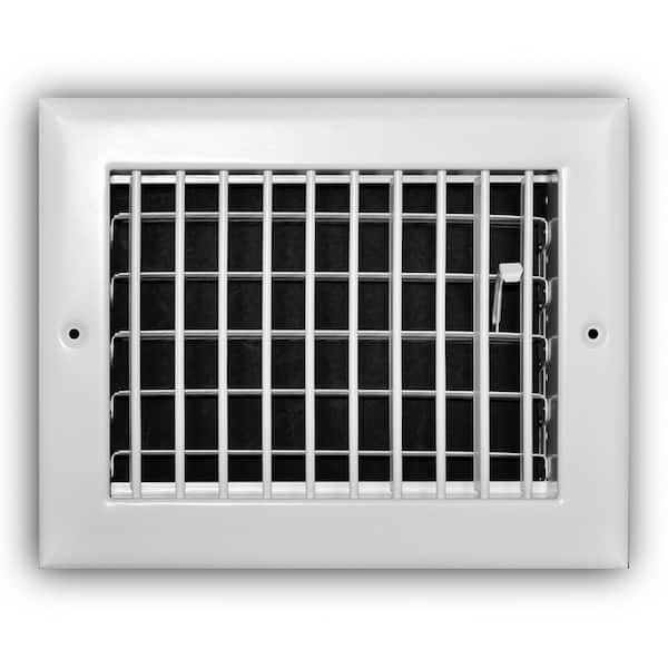 Everbilt 8 in. x 6 in. 1-Way Steel Adjustable Wall/Ceiling Register in White