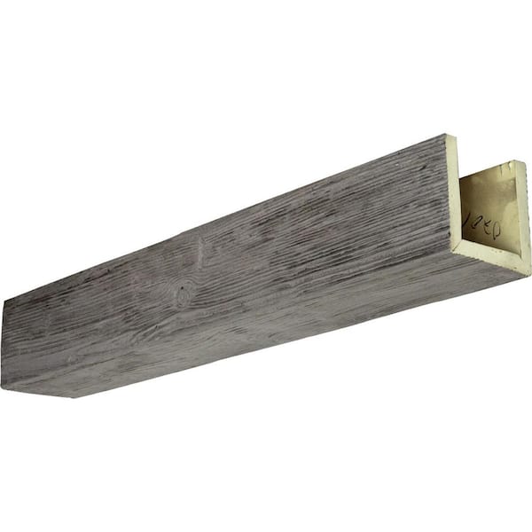 Ekena Millwork 8 in. x 10 in. x 8 ft. 3-Sided (U-Beam) Sandblasted Burnished Honey Dew Faux Wood Ceiling Beam