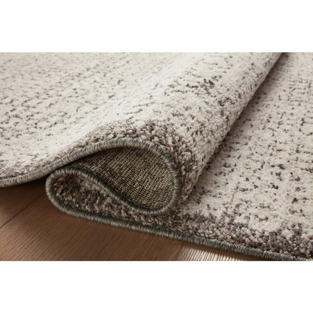 Ivory and Stone Hand-Knotted Synthetic Rectangular Rug 9'-2" x 13'