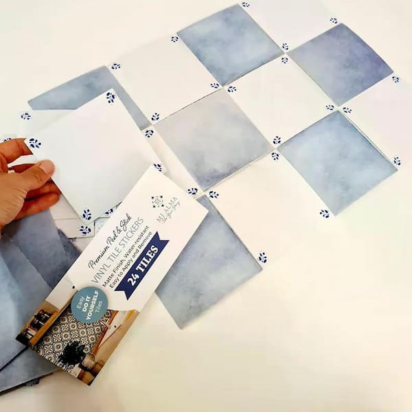 Blue D139 8 in. x 8 in. Vinyl Peel and Stick Tile (24 Tiles, 10.67 sq. ft. /pack)