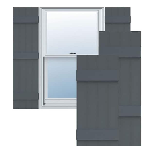 Ekena Millwork TailorMade 14 in. W x 66 in. H Vinyl Board and Batten Shutters Pair in Storm Cloud