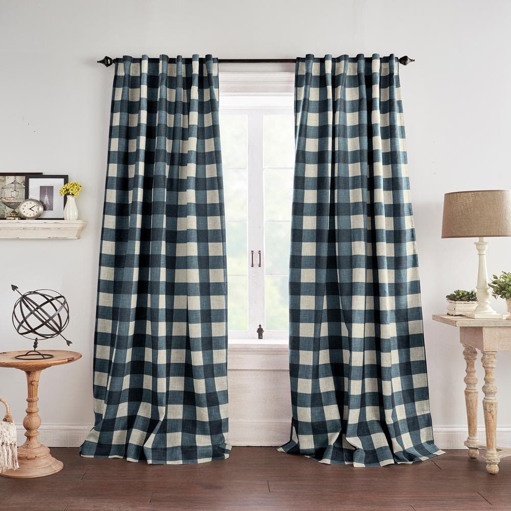 Grainger Gray Linen Blend Blackout Window Curtain Panel 52"x95"