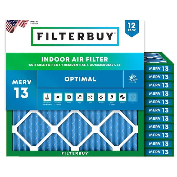 8 in. x 8 in. x 1 in. MERV 13 (FPR 10) Health Defense Pleated HVAC AC Furnace Air Filters Replacement (12-Pack)