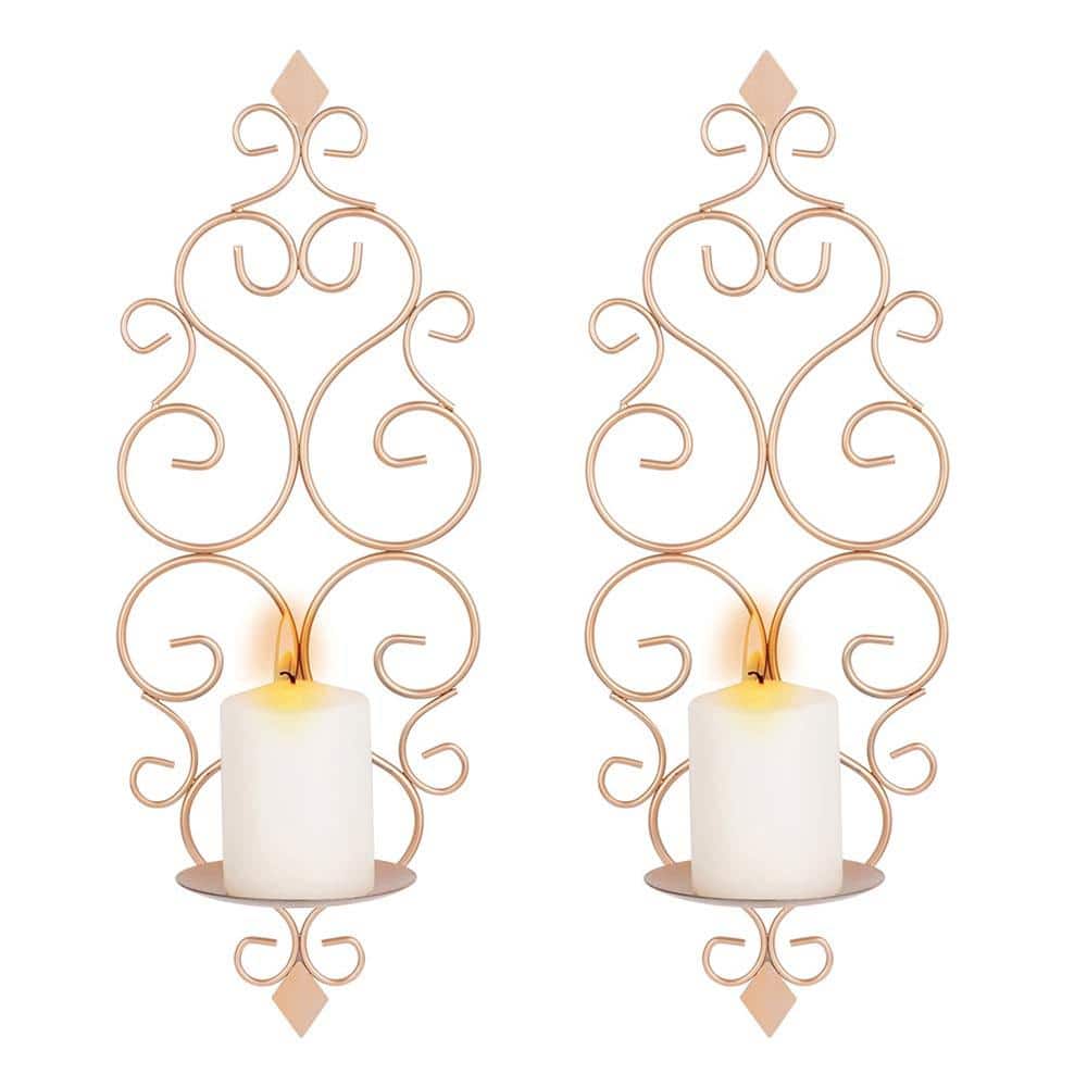 Rose Gold Metal Wall Candle Sconce Holder Set of 2 price history on PriceWatchPro