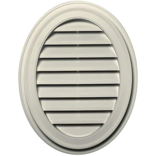 Builders Edge 21 in. x 27 in. Oval Beige/Bisque Plastic Weather Resistant Gable Louver Vent