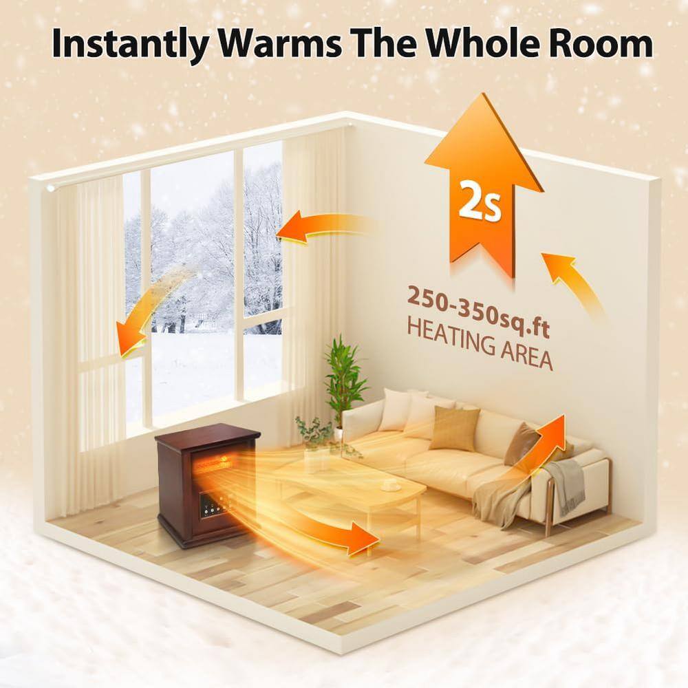 Walnut Electric Convection Heater with Thermostat and Remote