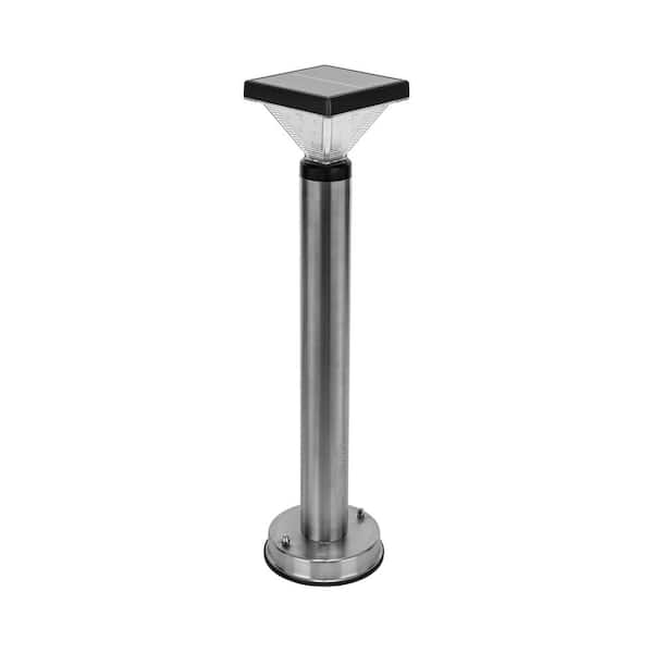 Luxor Stainless 50 Lumen Steel Black Bollard Solar Light Waterproof Outdoor Landscape Garden Pathway with Warm White LED